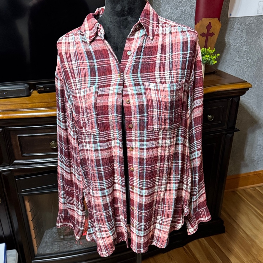 Pilcro Plaid Button-Up Shirt